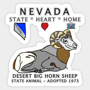 Nevada - Desert Big Horn Sheep - State, Heart, Home - state symbols Sticker